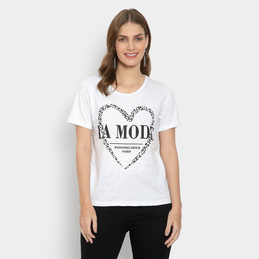 Round Neck T-Shirt, एक्रू मिश्रित, large image number null