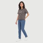 Women's Brown Round Neck Regular T-Shirt, भूरा, small