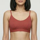 Women's Rust Cotton Blend Scoop Neck Minimalist Bralette, Rust, small