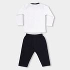 Infants' White Boat Neck Printed Baba Suit, Navy Blue, small image number null