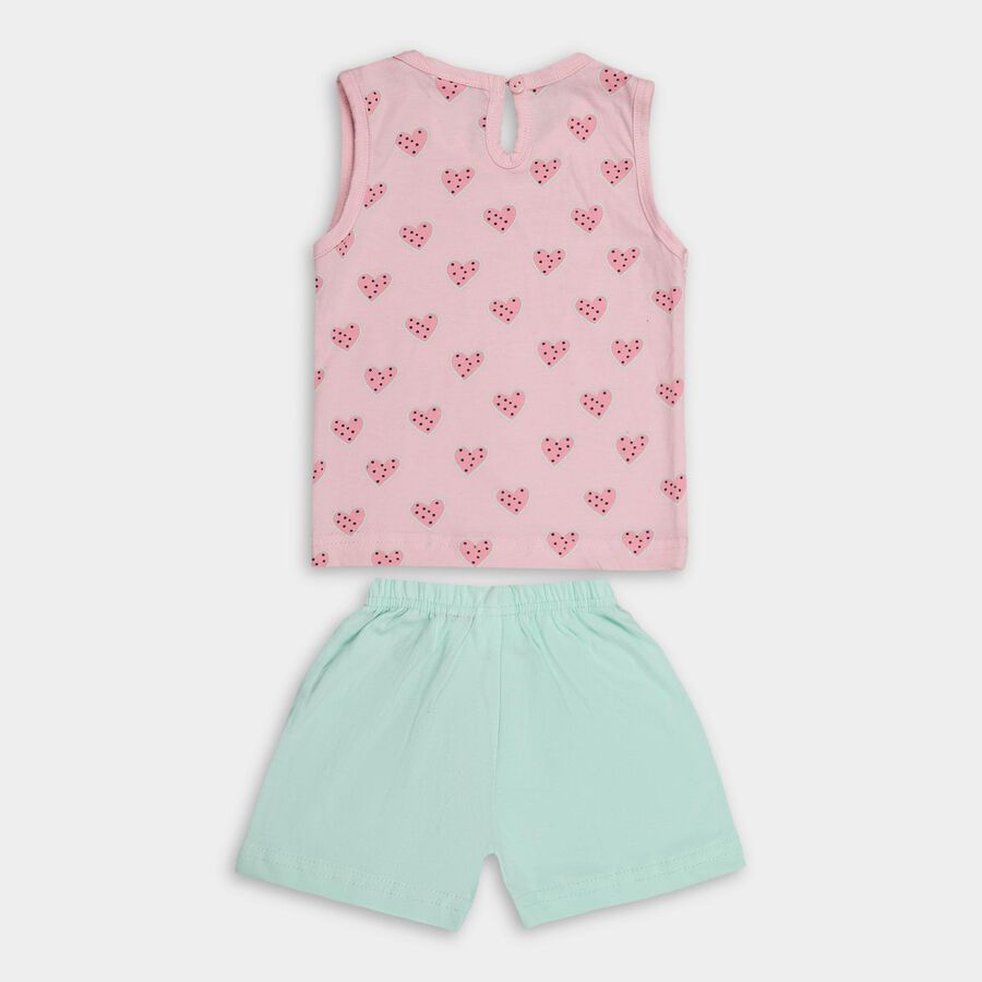Infants' Light Pink Cotton Sleeveless Top and Mint Green Shorts Set, Light Pink, large image number null