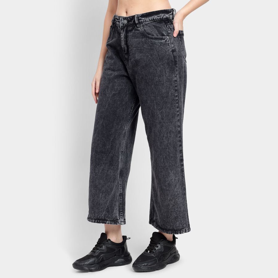 Ladies' 100% Cotton Jeans, Black, large image number null