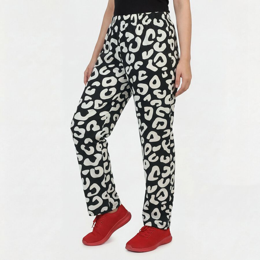 Women's Black Regular Fit Solid Pyjama, काला, large