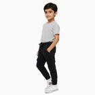 Boys Jet Black Regular Fit Cargo Jeans, काला, small image number null