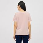 Ladies' Soft Pink Round Neck Casual T-Shirt, लाइलेक, small