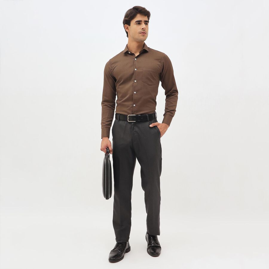 Men's Rich Chocolate Brown Classic Collar Formal Shirt, Brown, large image number null