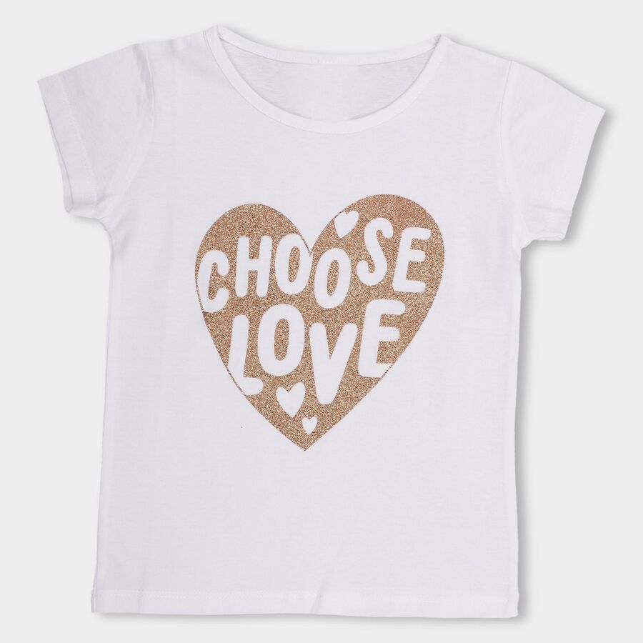 Girls' 100% Cotton T-Shirt, White, large image number null