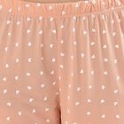 Women's Soft Peach Heart Printed Full-Length Pyjama&nbsp;, Peach, small