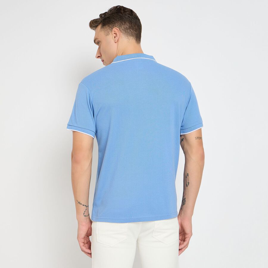Men's Collared Half Sleeves T-Shirt, Light Blue, large image number null