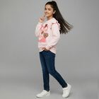 Girls Light Pink Crew Neck Ruffle Sleeve Graphic Sweatshirt, हल्का गुलाबी, small image number null
