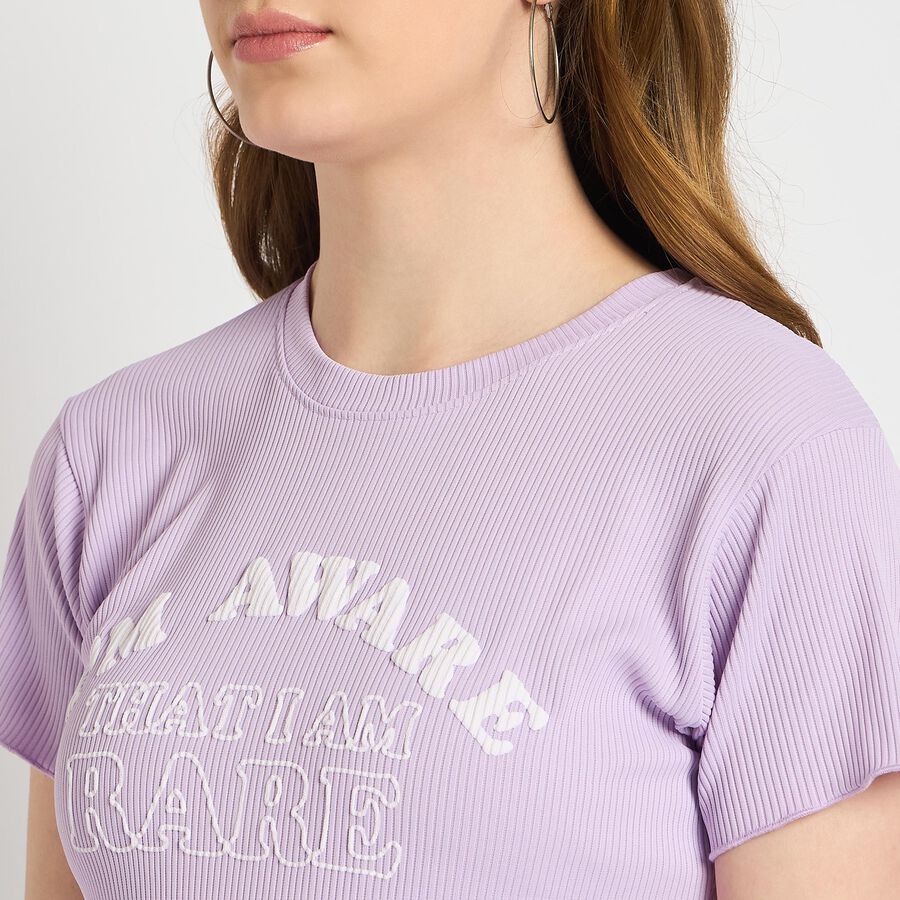 Ladies' Round Neck T-Shirt , लाइलेक, large
