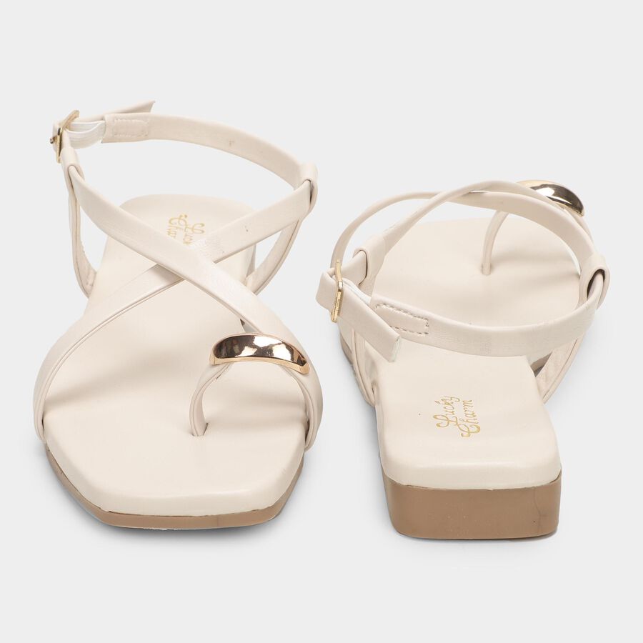 Women's Soft Beige Buckle Strap Open-Toe Sandals, गहरा पीला, large image number null