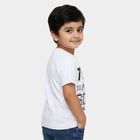 Boys Bright Snow White Round Neck Casual Half Sleeve T-Shirt, सफ़ेद, small image number null