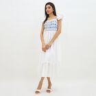 Women's Bright White Cotton Sleeveless Empire Dress, हल्का नीला, small image number null