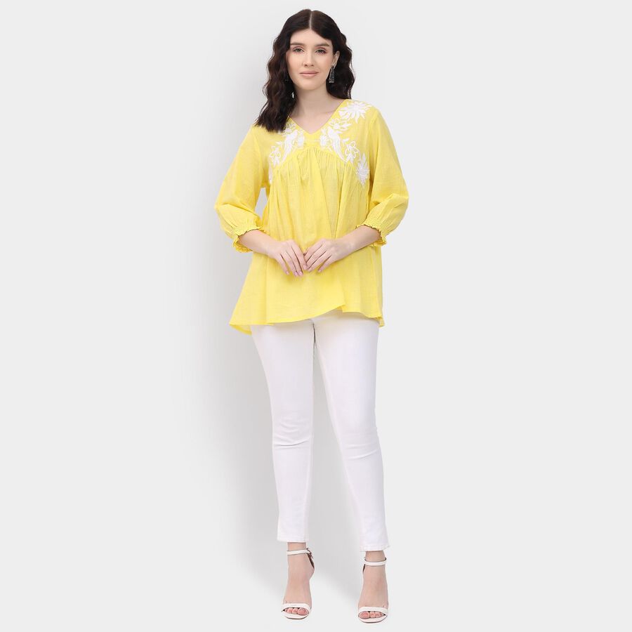 Ladies' 100% Cotton Kurti, Yellow, large