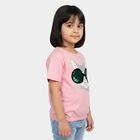 Girls Pink Cotton Round Neck Regular T-Shirt, हल्का गुलाबी, small