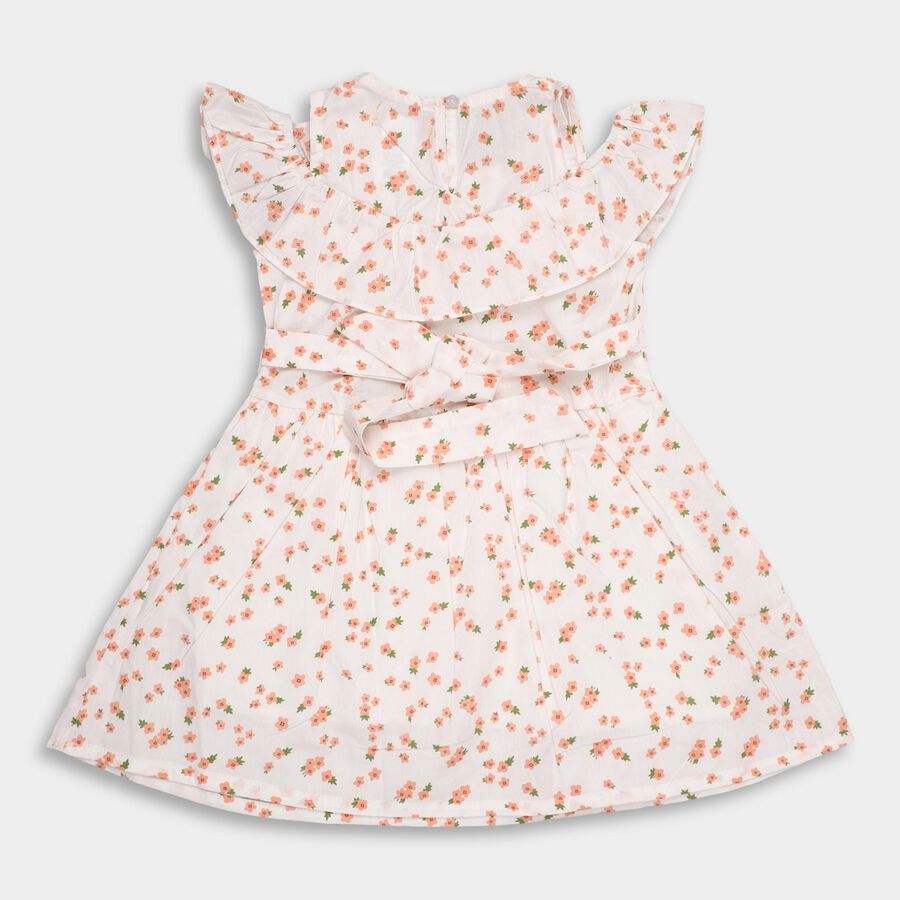 Girls' 100% Cotton Frock , Off White, large image number null
