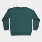 Boys Deep Teal Crew Neck Graphic Sweatshirt, Dark Green, small