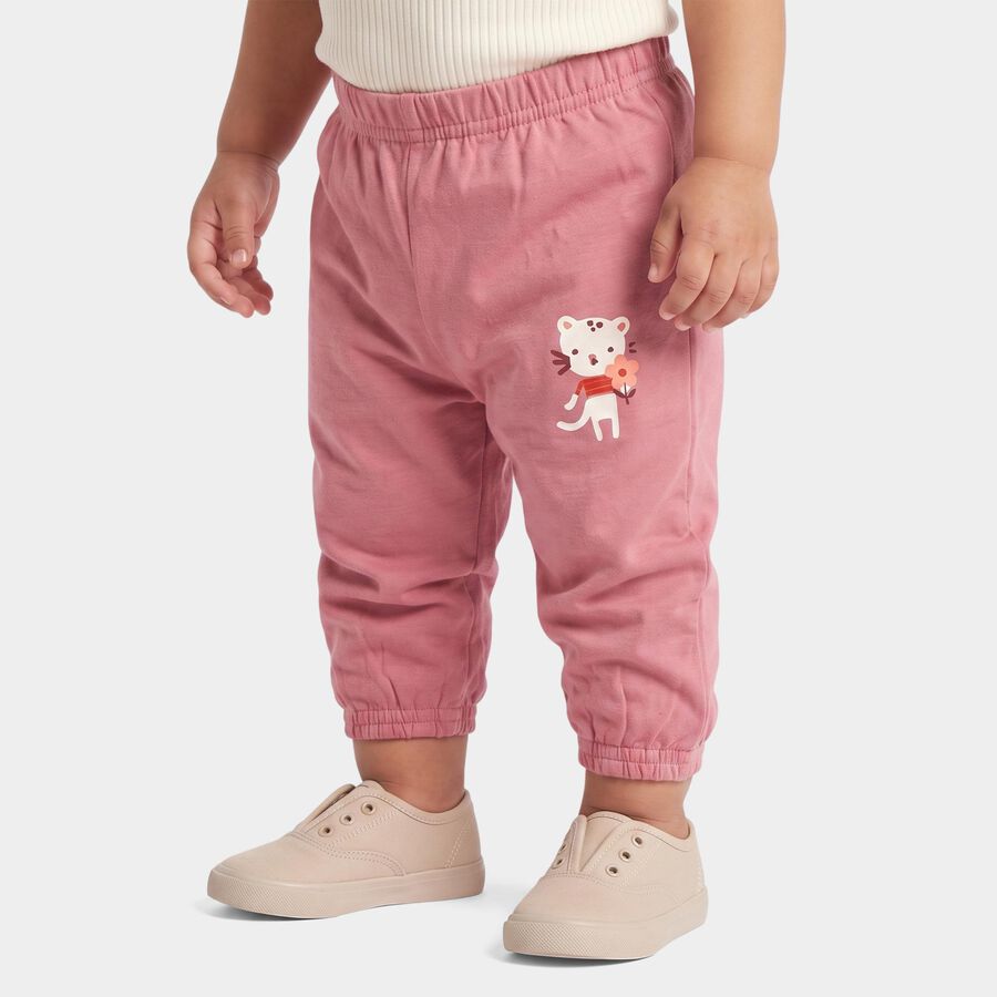Infants' Pink Regular Fit Cartoon Printed Cotton Pyjama, Pink, large