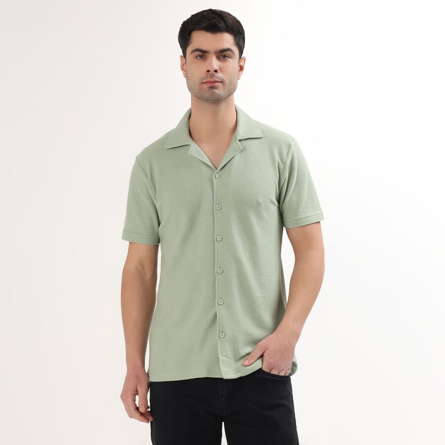 Men's Light Sage Green Cuban Casual Shirt, Light Green, large