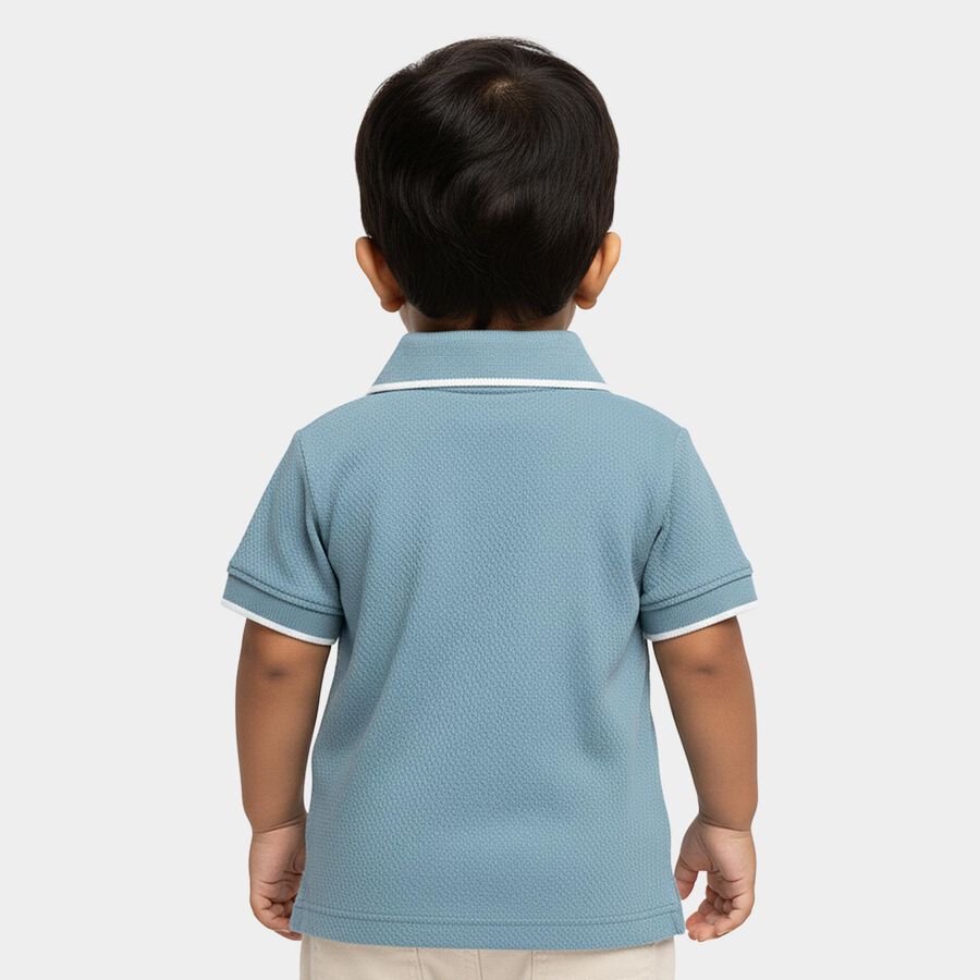 Infants Teal Cotton Polo Collar Preppy T-Shirt, Teal Blue, large