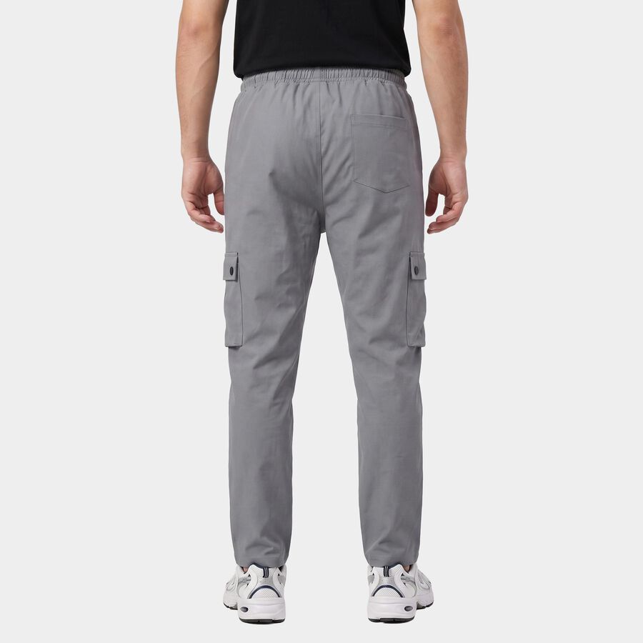 Men's Light Grey Jogger Fit Solid Track Pants, हल्का ग्रे, large