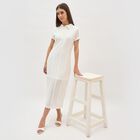Women's Bright White Collared Classic Midi Dress, White, small image number null