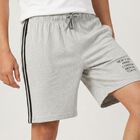 Men's Grey Regular Fit Side-Striped Bermuda Shorts, मिश्रित मध्यम ग्रे, small