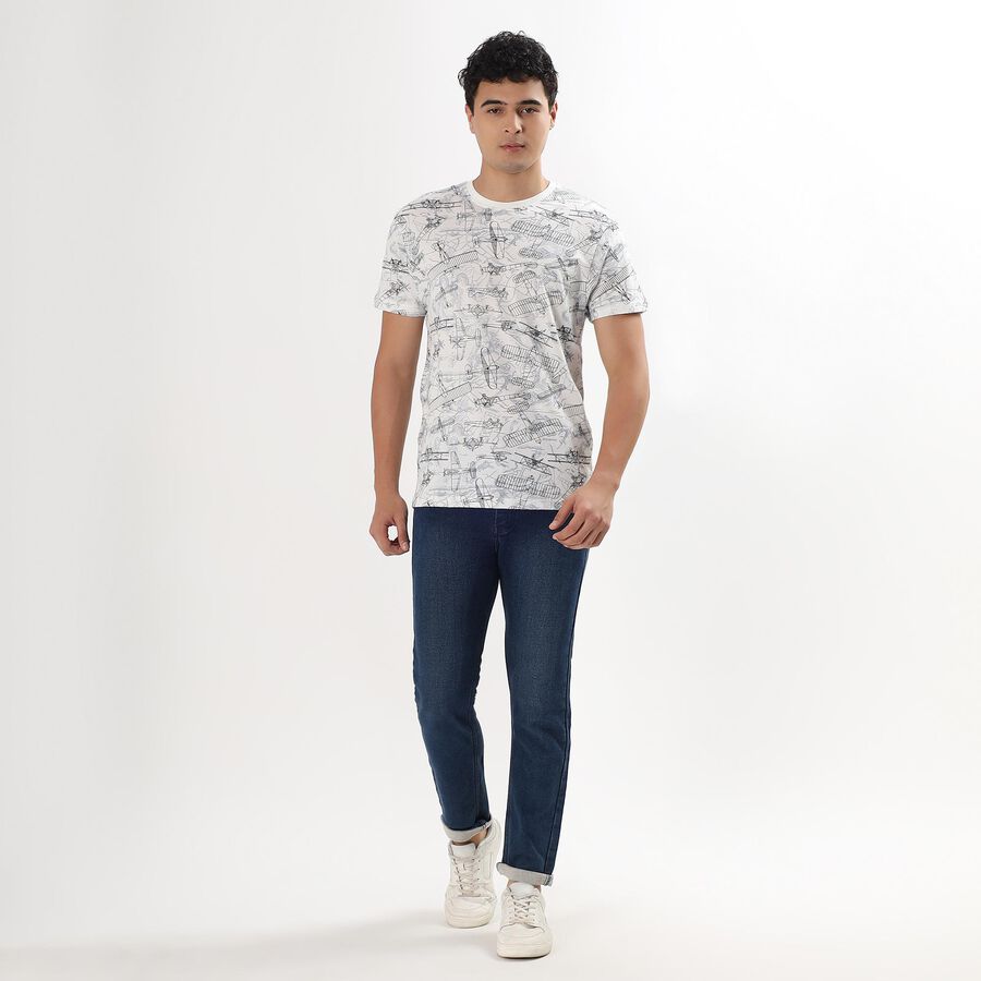 Men's 100% Cotton Round Neck Half Sleeves T-Shirt , White, large image number null
