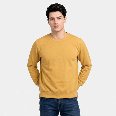 Men's Mustard Crew Neck Pullover Sweatshirt