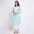 Ladies' 100% Cotton Kurta , एक्वा, small image number null