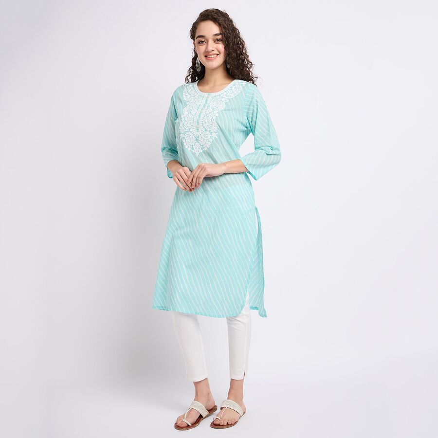 Ladies' 100% Cotton Kurta , एक्वा, large image number null