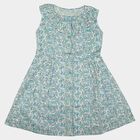 Girls' Light Blue Floral Printed Fit and Flare Frock, Light Blue, small