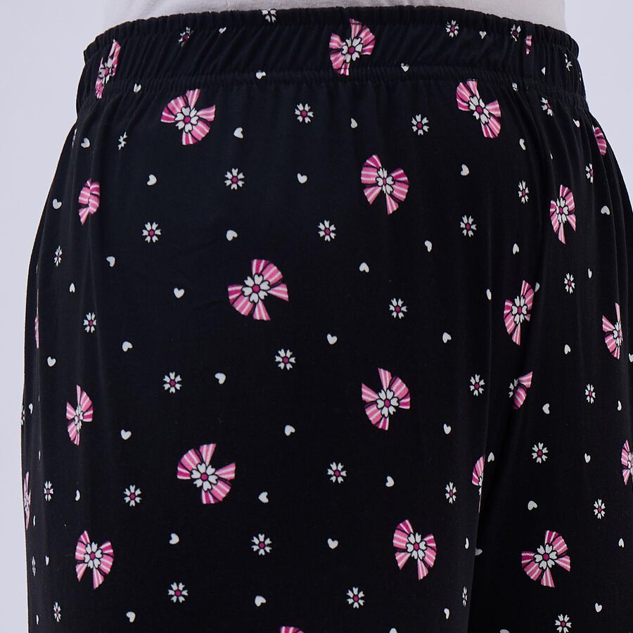 Women's Jet Black Relaxed Fit Floral Print Harem Pants, काला, large image number null