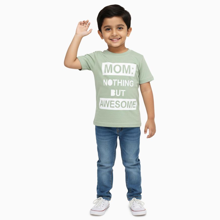 Boys' Half Sleeves T-Shirt, Light Green, large image number null