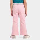 Girls Pink Flared Fit Patch Pocket Jeans, हल्का गुलाबी, small