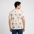 Men's Beige Round Neck Regular Printed T-Shirt, गहरा पीला, small