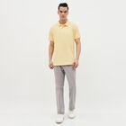 Men's Pale Yellow Polo Collar Casual T-Shirt, Yellow, small