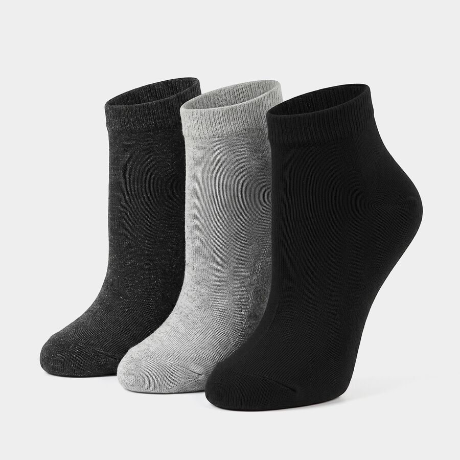 Men's Ankle Length Pack of 3 Socks ( Grey, Charcoal, Black ), चारकोल, large