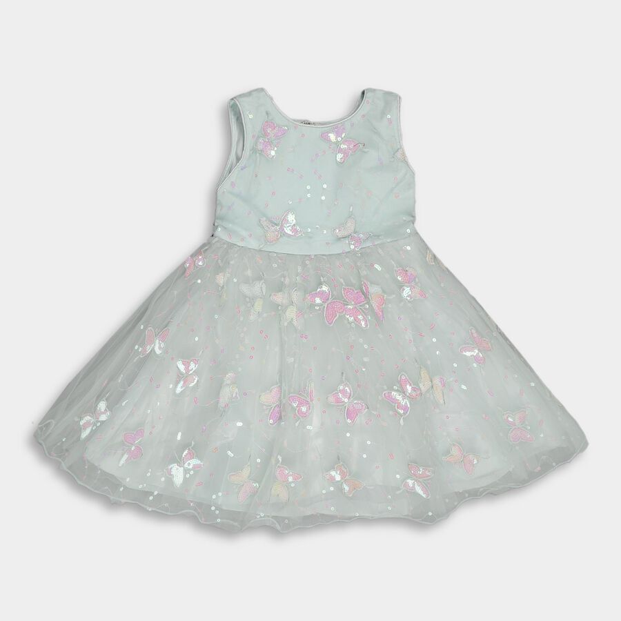 Girls' Frock, हल्का हरा, large image number null