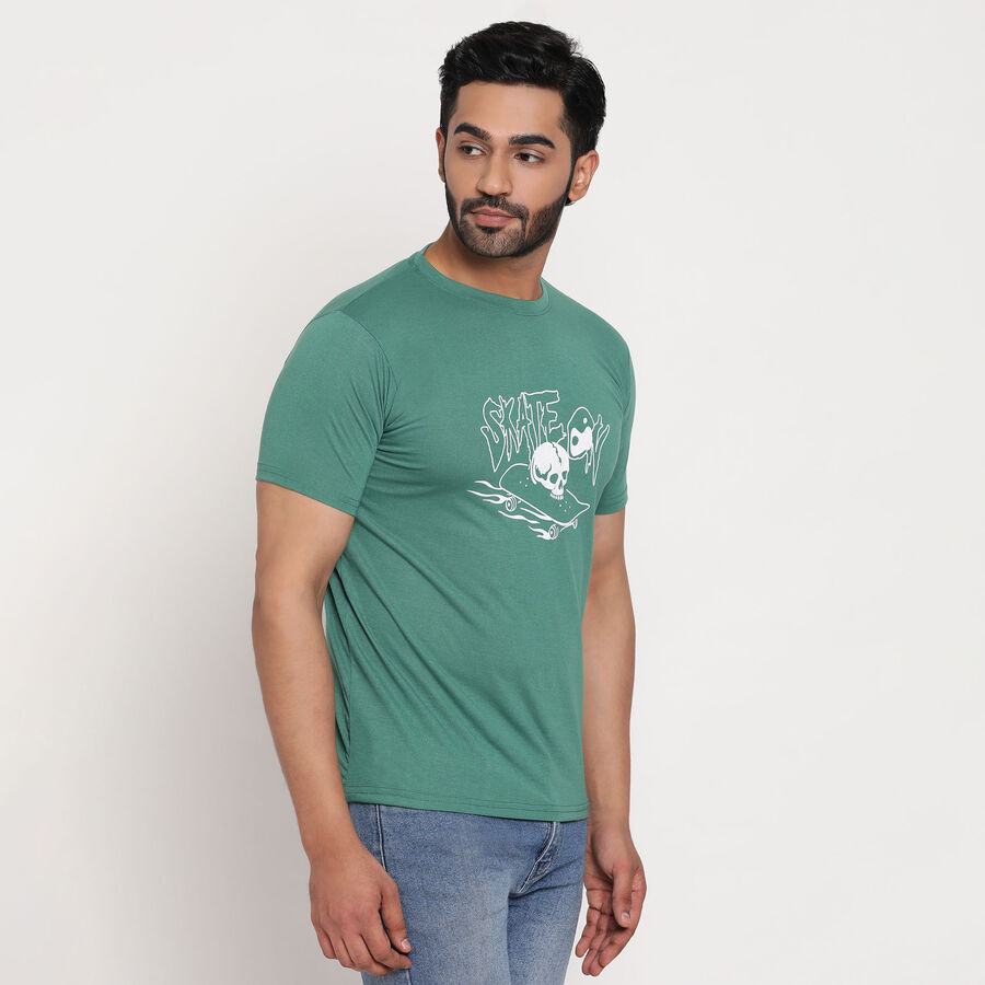 राउन्ड नेक टी-शर्ट, गहरा हरा, large image number null