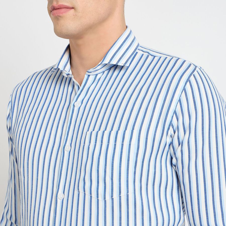 Men's Formal Shirt, मध्यम नीला, large image number null