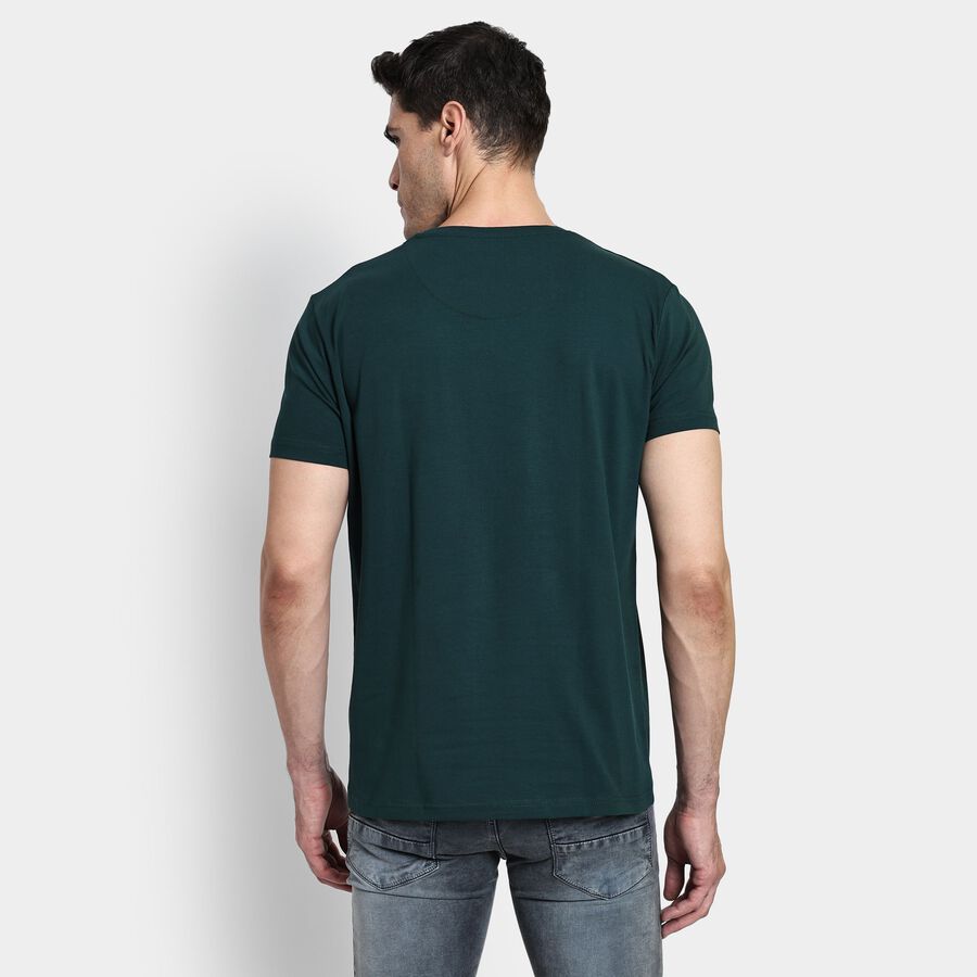 Men's Round Neck Half Sleeves T-Shirt, गहरा हरा, large image number null