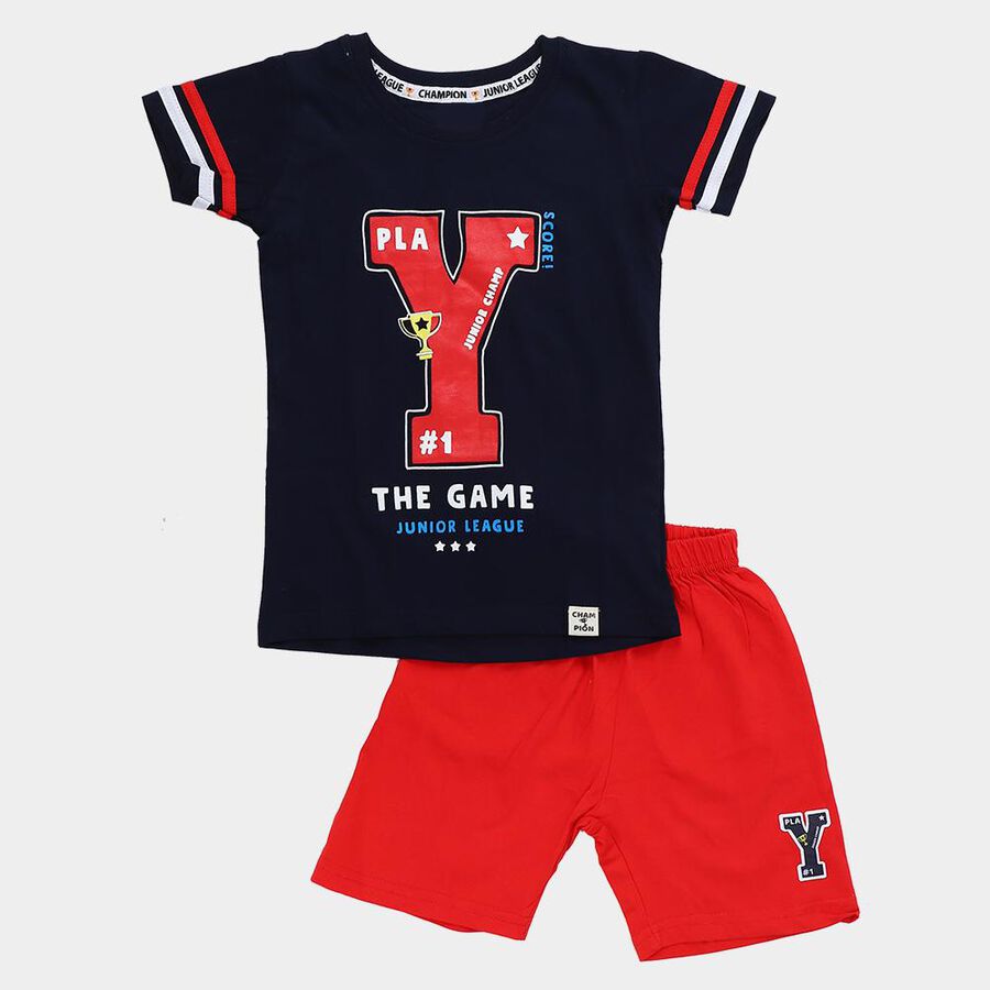 Boys' Knit Baba Suit, नेवी ब्लू, large image number null