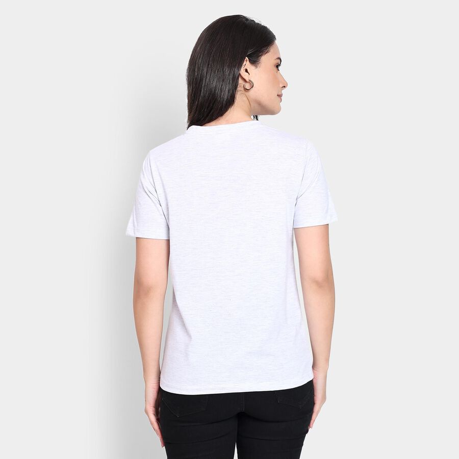 Ladies' Round Neck T-Shirt, एक्रू मिश्रित, large