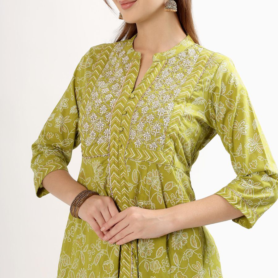 Ladies' 100% Cotton Kurta, Light Green, large image number null