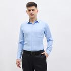Men's Light Blue Cotton Blend Classic Collar Slim Fit Formal Shirt, Light Blue, small image number null