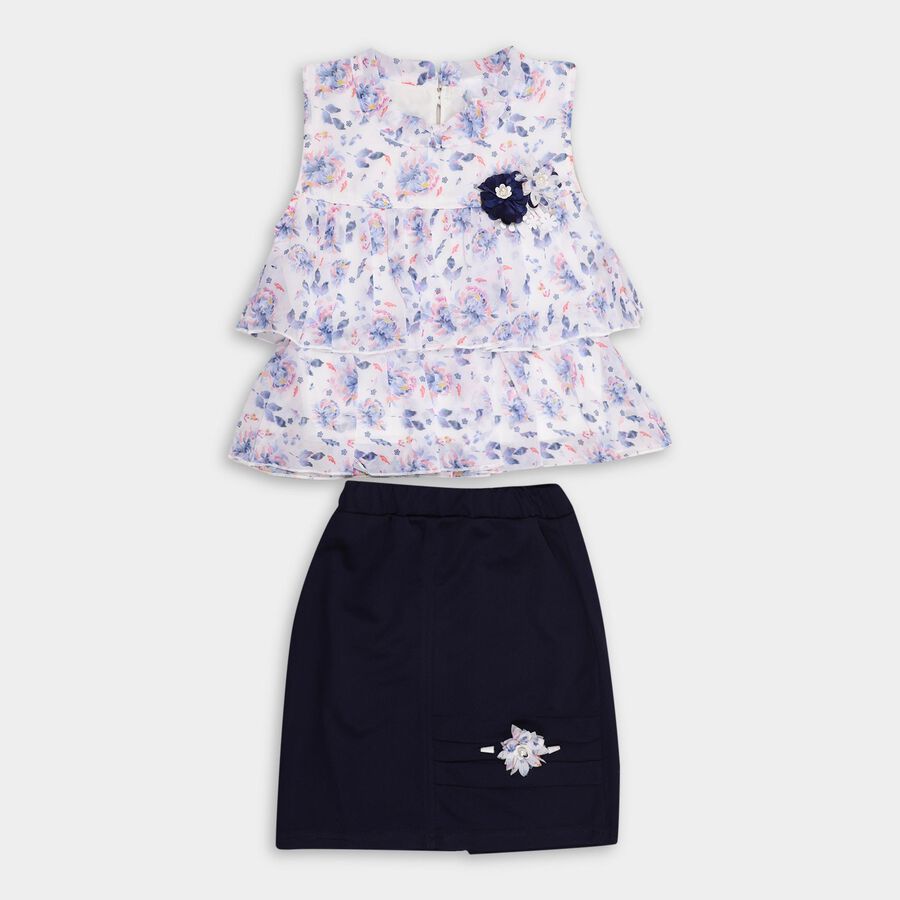 Girls' Top Skirt , नेवी ब्लू, large image number null