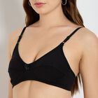 Ladies' 100% Cotton Bra, Black, small image number null
