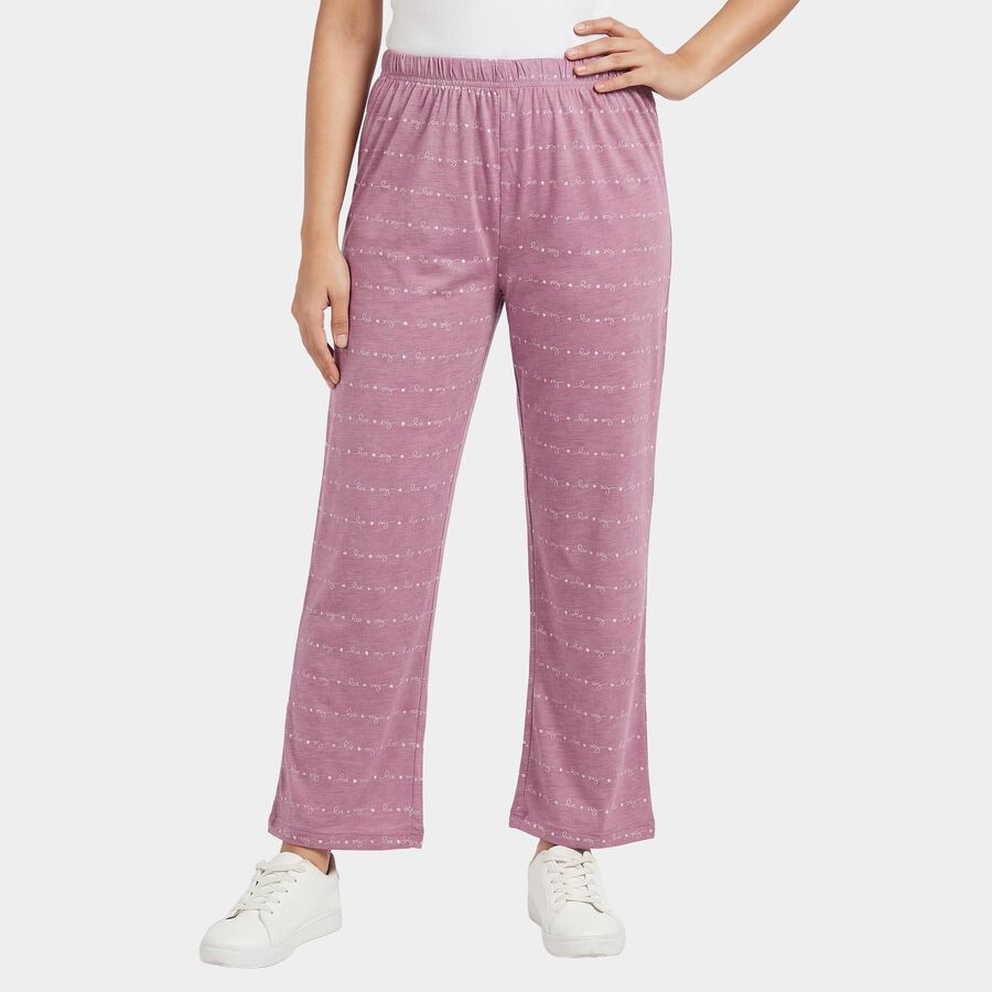 Women's Purple Regular Fit Heart Printed Pyjama, बैंगनी, large